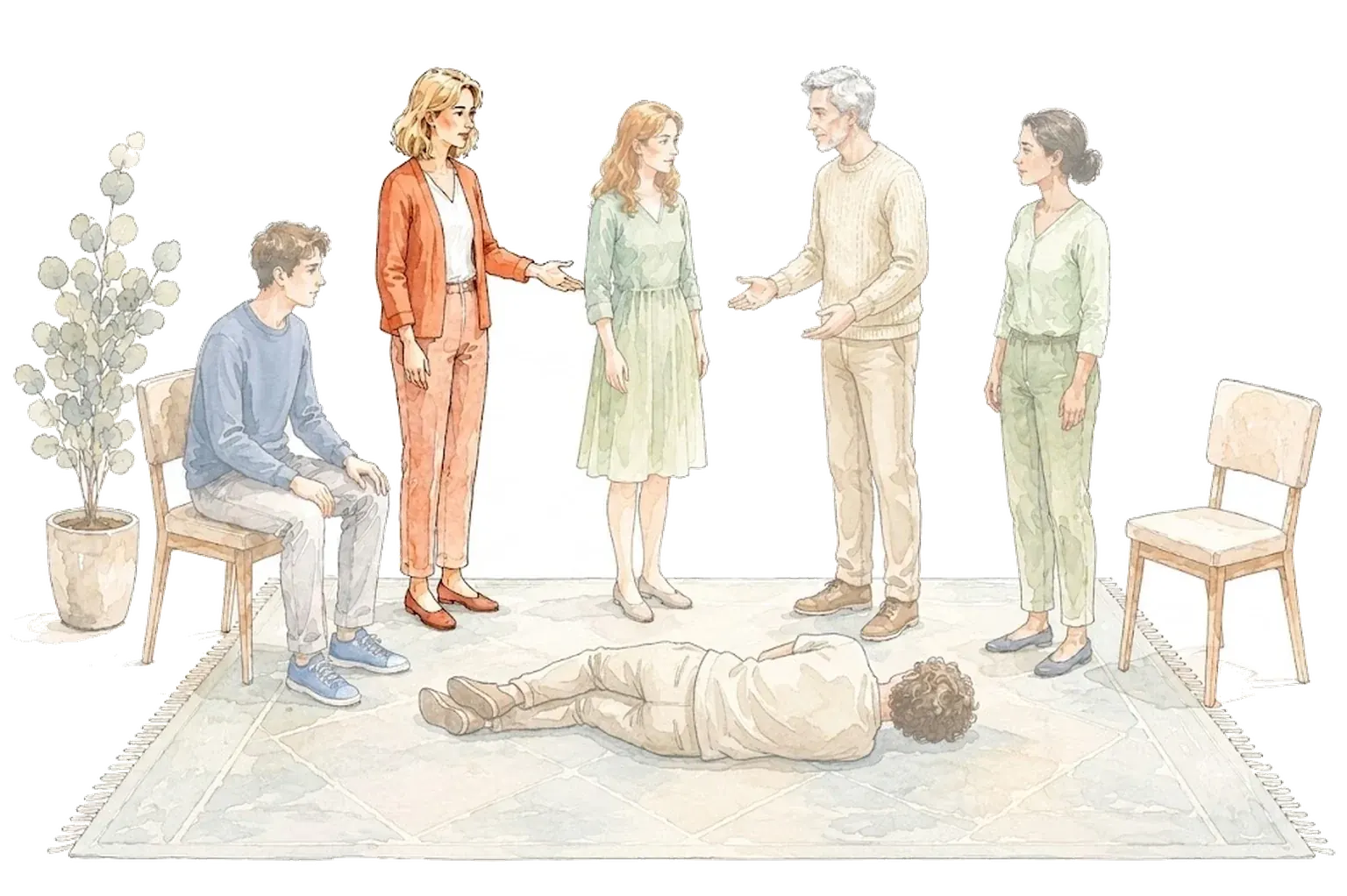The same scene, with the facilitator highlighted